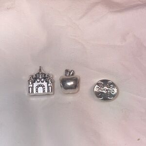 Lot of three (3 ) charm Castle, Apple Silver New slider charms